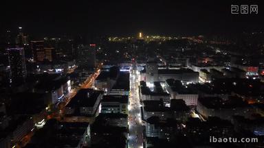 航拍山东青岛城市夜景